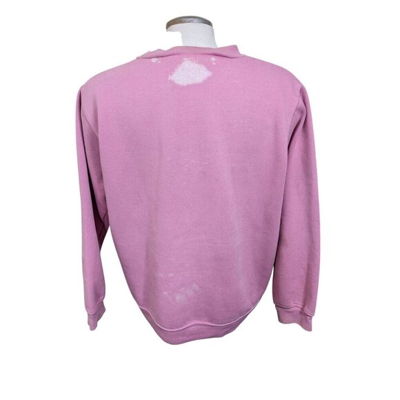 Vintage Womens Large Sweatshirt Kitty Cat Face Powder Pink Sparkle Puffy Paint - Picture 5 of 12